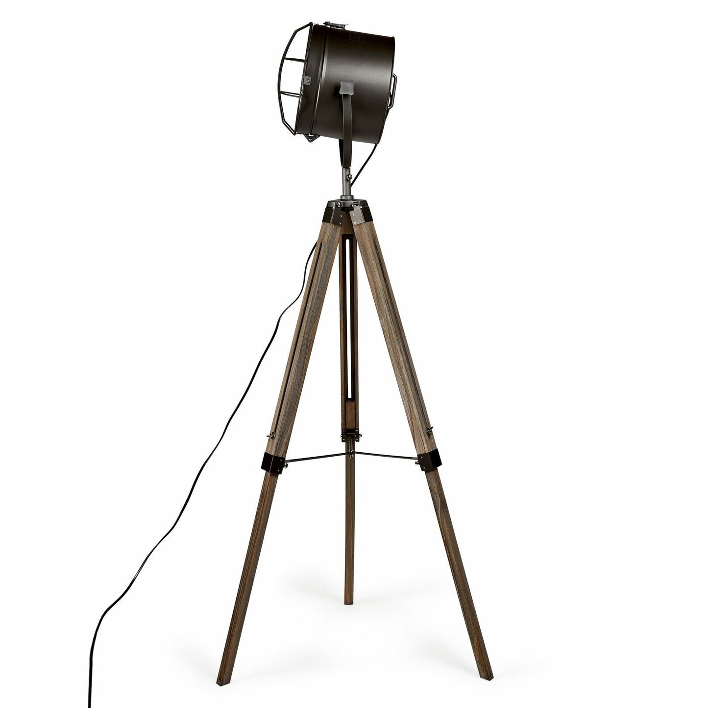 Mariner's Beacon Tripod Floor Lamp with Steel Spotlight - Wood