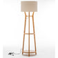 Large Bamboo Tripod Floor Lamp with Linen Shade and Shelving