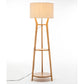 Large Bamboo Tripod Floor Lamp with Linen Shade and Shelving