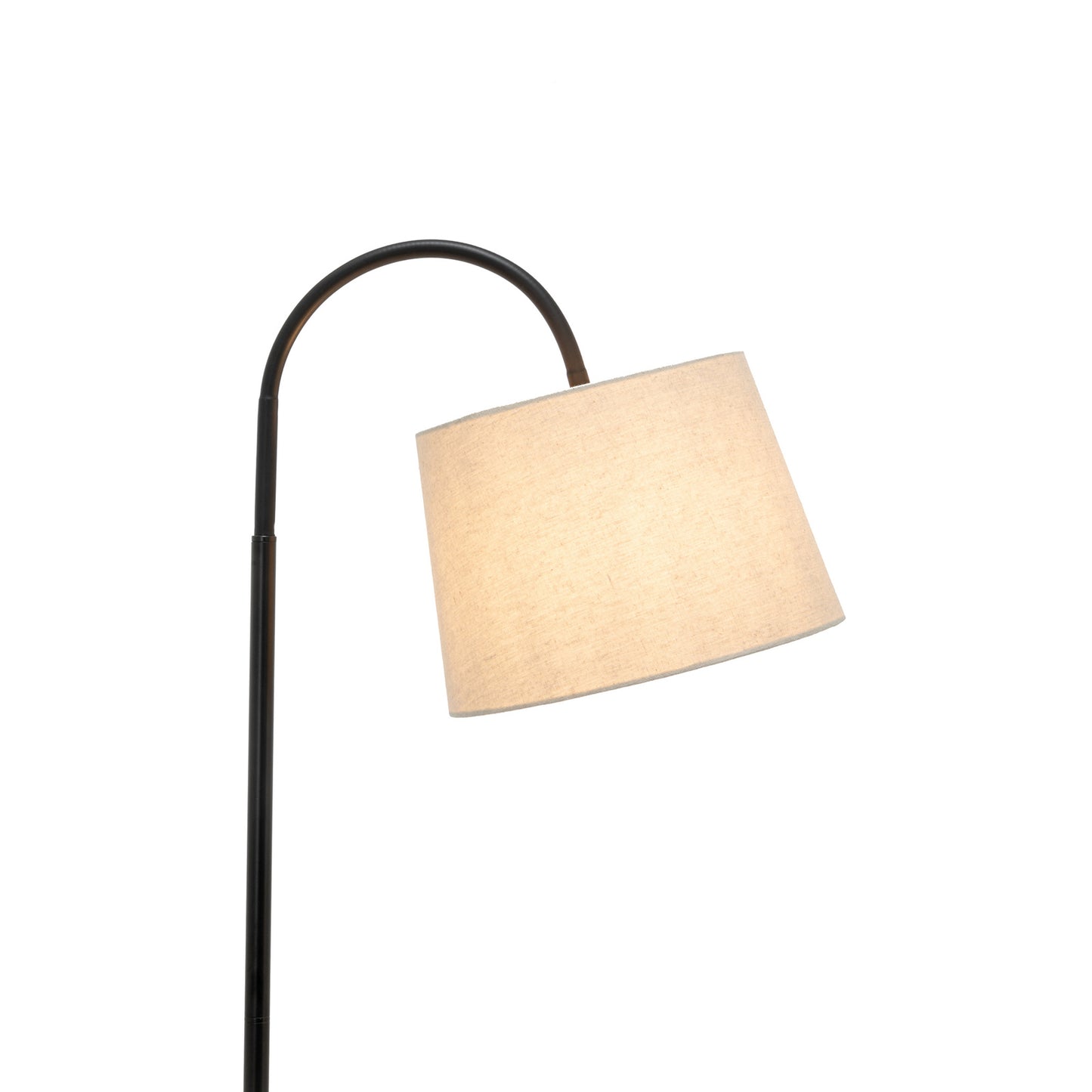 Tripod Table Lamp with Shelf, USB Charger, and Fabric Shade - Natural Wood