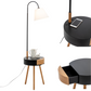 Modern Tripod Table Lamp with USB Charging Drawer and Shelf - Black