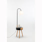 Modern Tripod Table Lamp with USB Charging Drawer and Shelf - Black