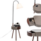 Modern Tripod Table Lamp with USB Charging Drawer and Shelf - Brown