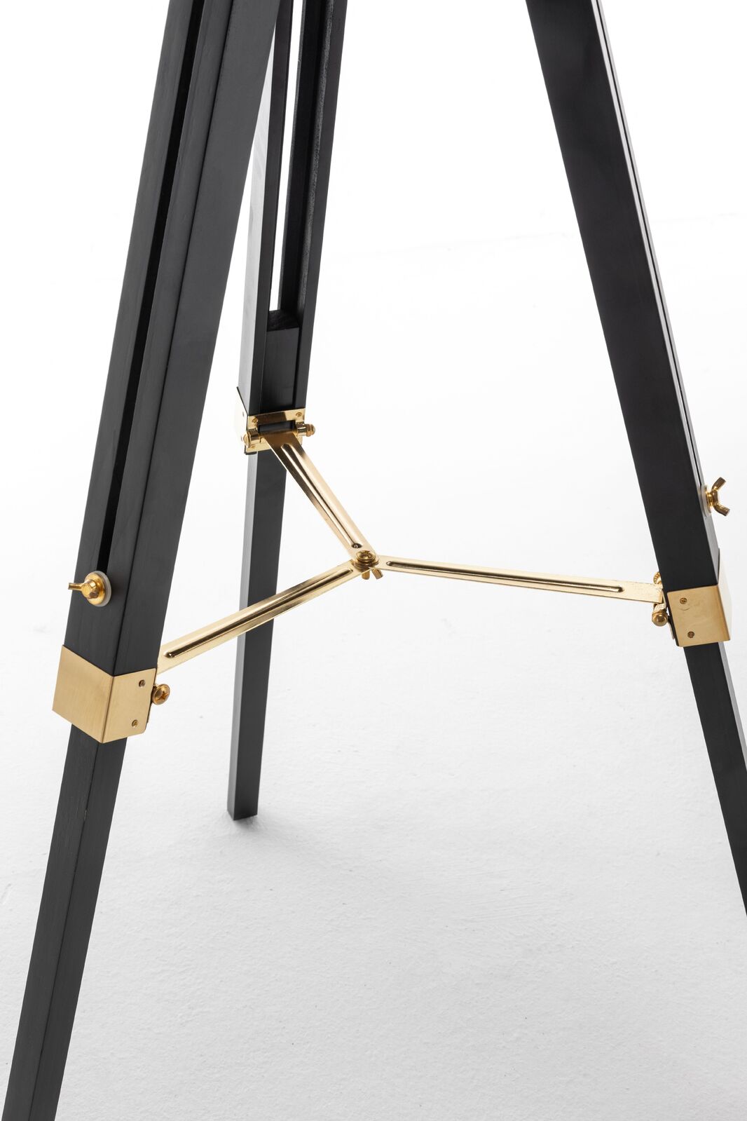 Luxury Nautical Tripod Spotlight - Extendable Matte Black with Gold Accents