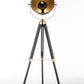 Luxury Nautical Tripod Spotlight - Extendable Matte Black with Gold Accents