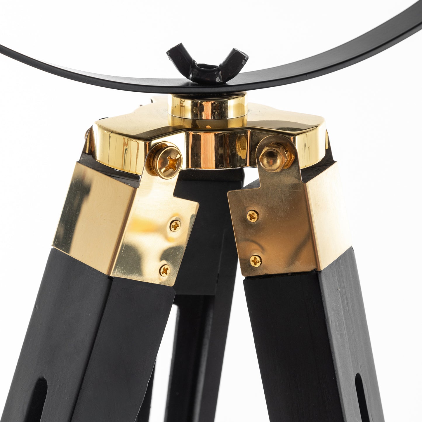 Luxury Nautical Tripod Spotlight - Extendable Matte Black with Gold Accents