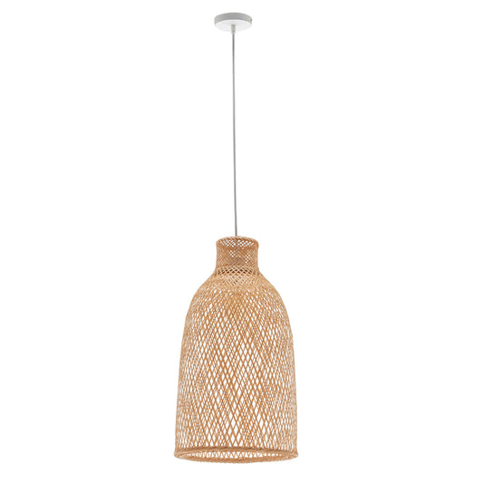 Artisan Woven Bamboo Cone Pendant Light - Tropical Boho Chic