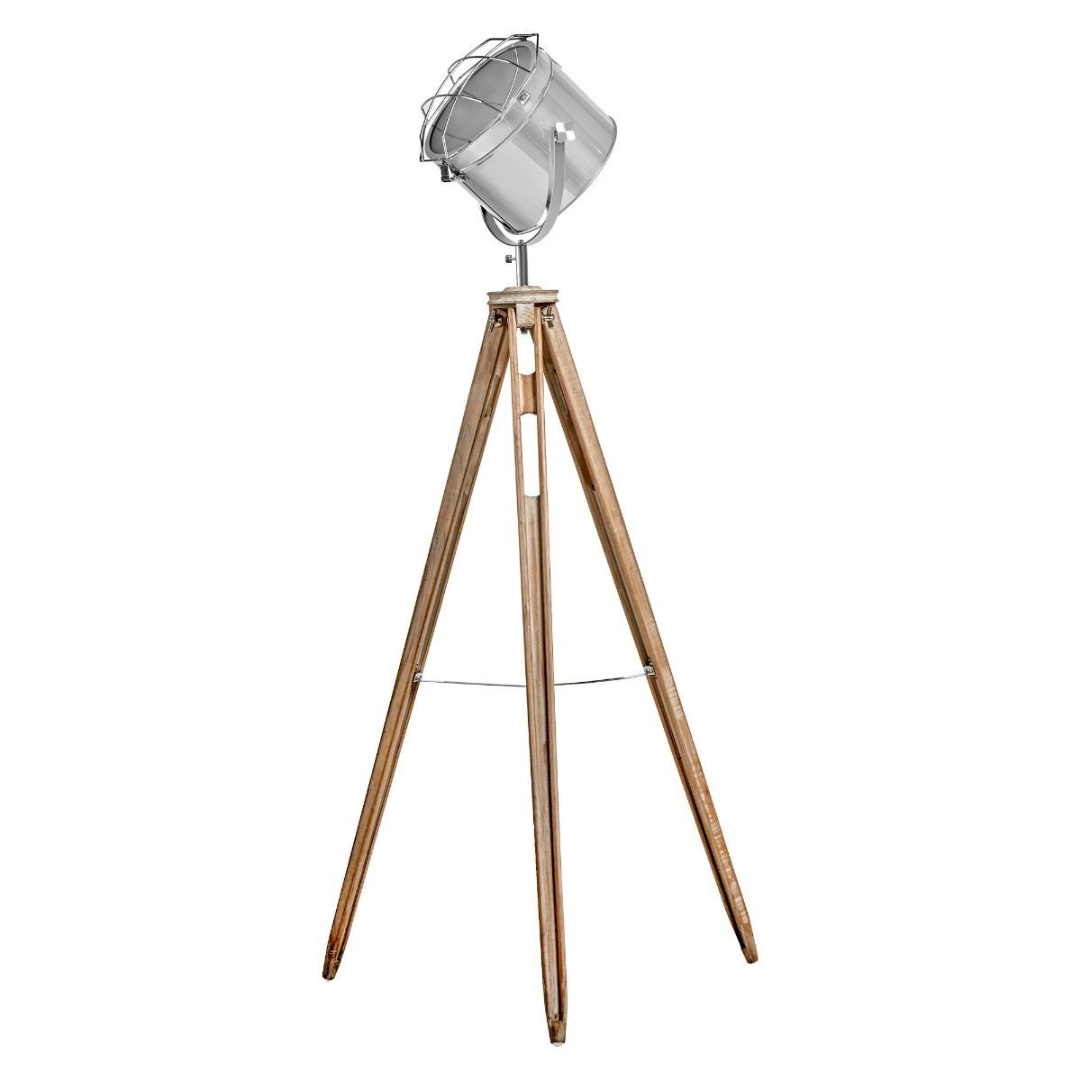 Mariner's Beacon Tripod Floor Lamp with Steel Spotlight - Silver