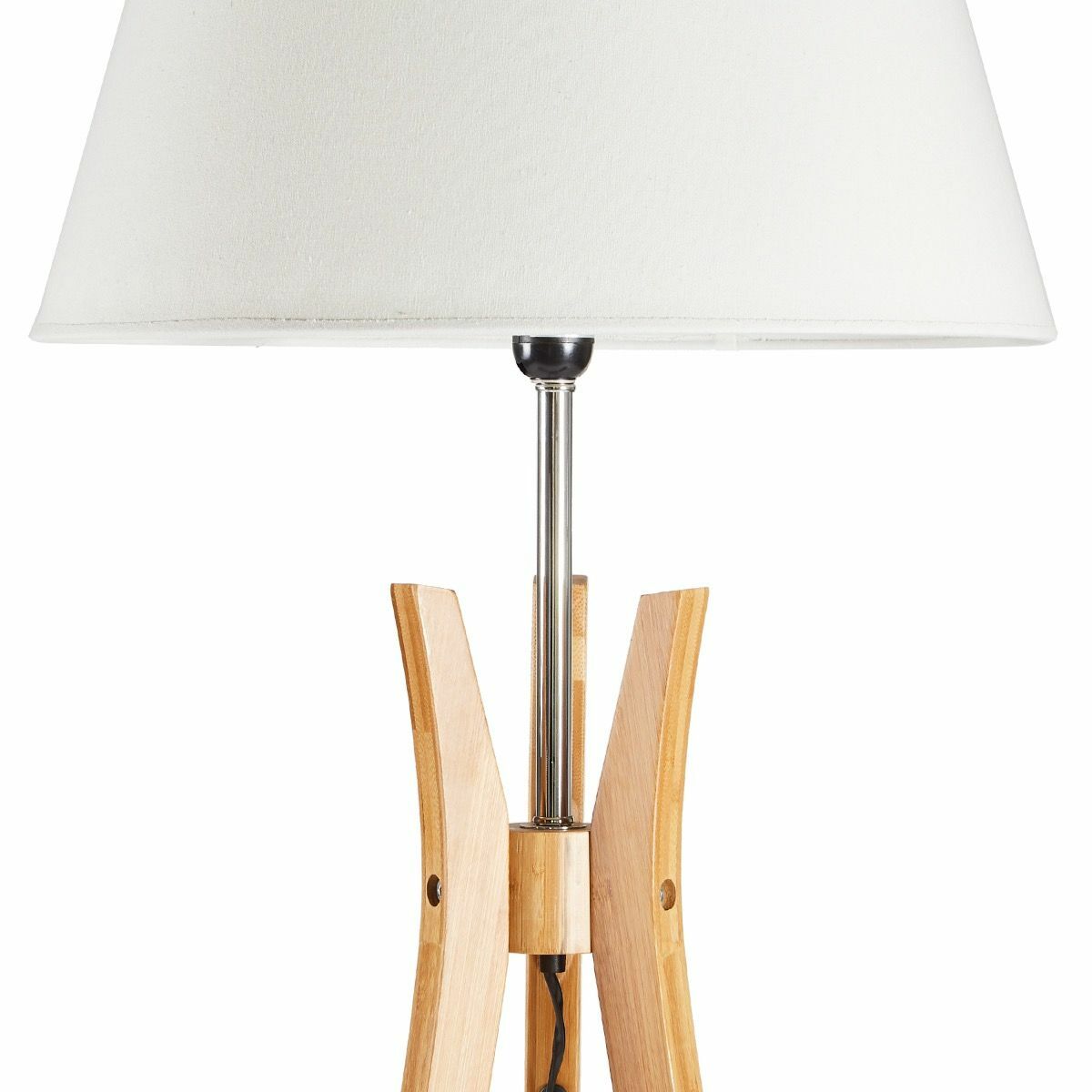 Scandinavian Bamboo Tripod Floor Lamp with Linen Shade