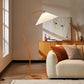 Japandi Arc Floor Lamp with Natural Wood Finish