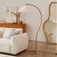 Japandi Arc Floor Lamp with Natural Wood Finish