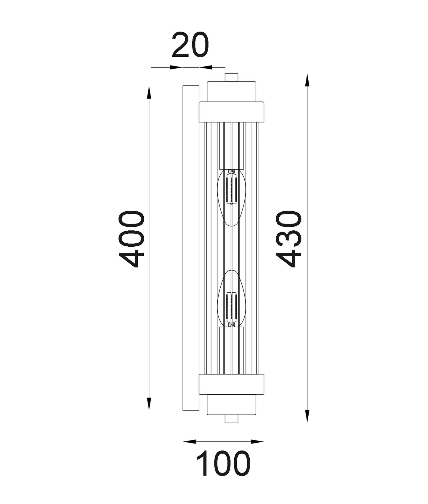 Interior Up/Down Clear Glass Rod Wall Lights - White