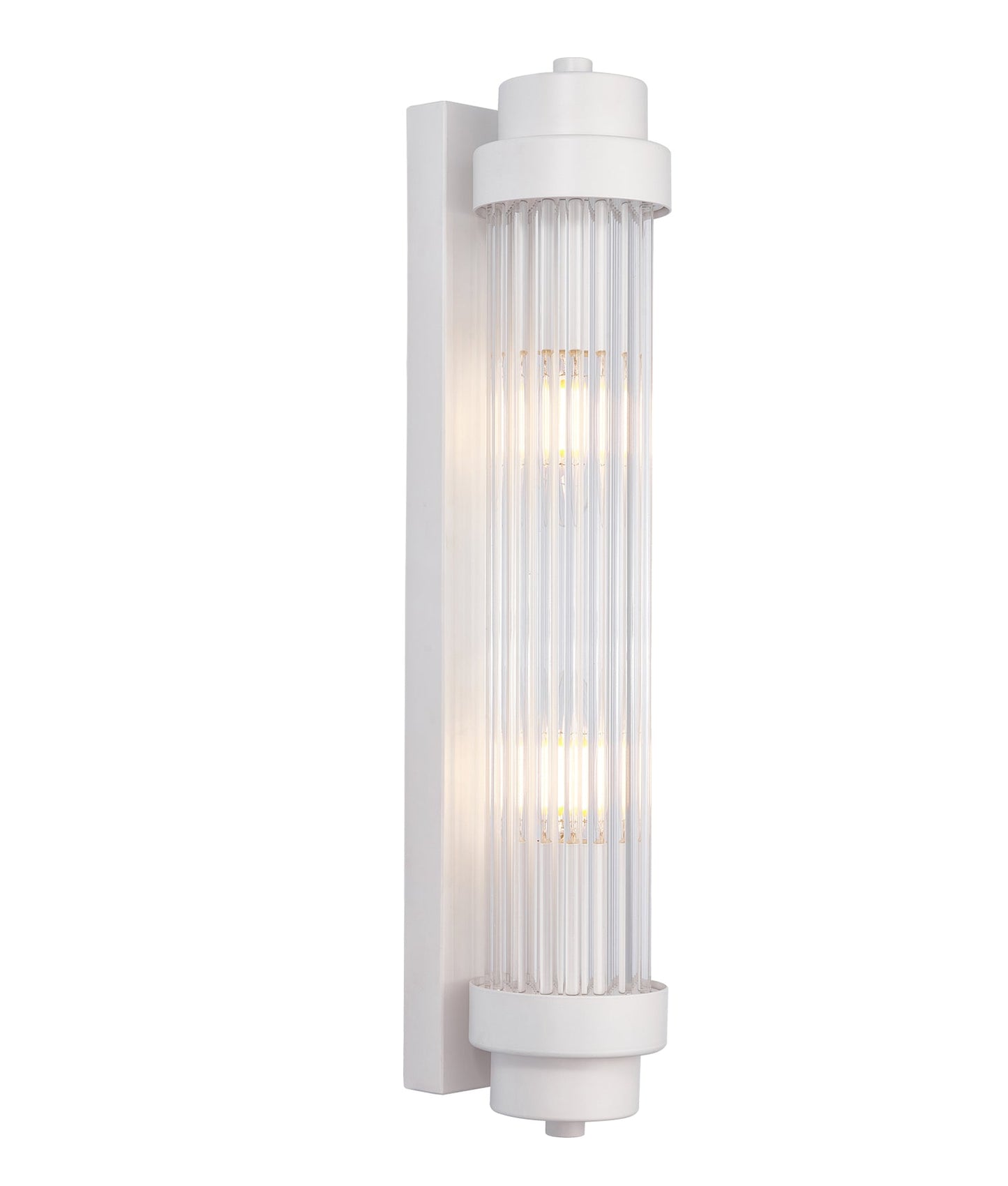 Interior Up/Down Clear Glass Rod Wall Lights - White