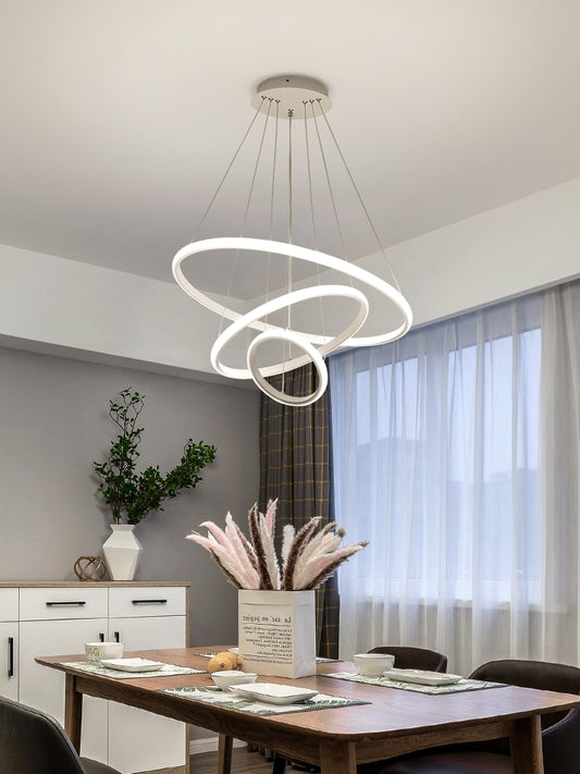 Adjustable Modern Ring LED Ceiling Pendant - White