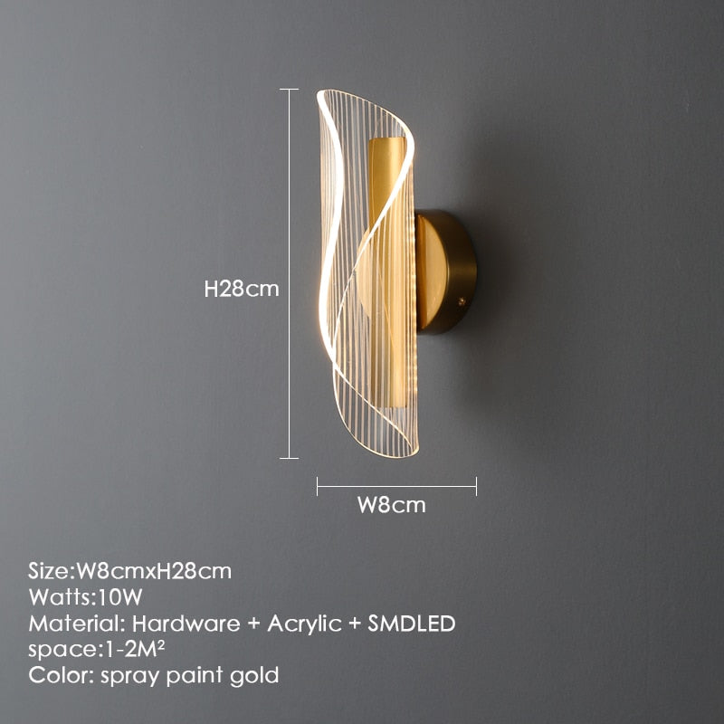 Crystral LED Wall Light 1 Head - Gold