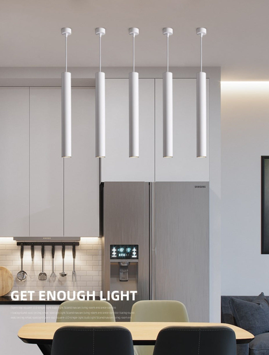 Contemporary Long Tube LED Pendant Lamp -  White