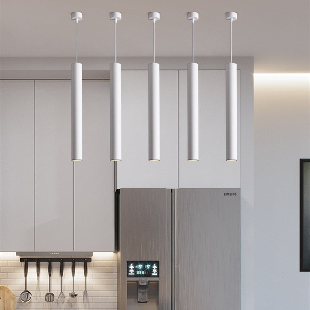 Contemporary Long Tube LED Pendant Lamp -  White