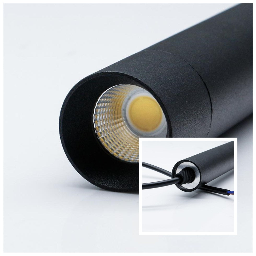 Contemporary Long Tube LED Pendant Lamp -  Black