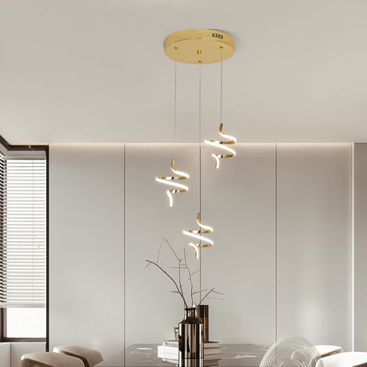 Modern LED Pendant Lights Swirl Design for Indoor Lighting - Gold