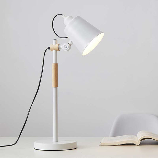 Nordic Adjustable Wood Study Table Lamp - White