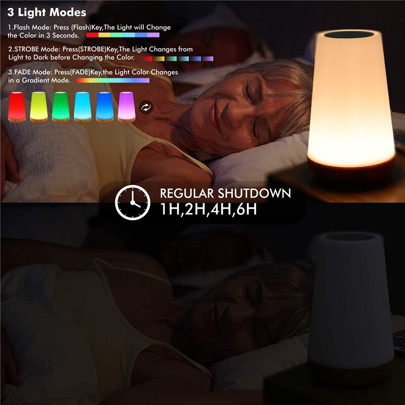 Portable 13 Color Changing Table Lamp Bedside Lamps USB Rechargeable