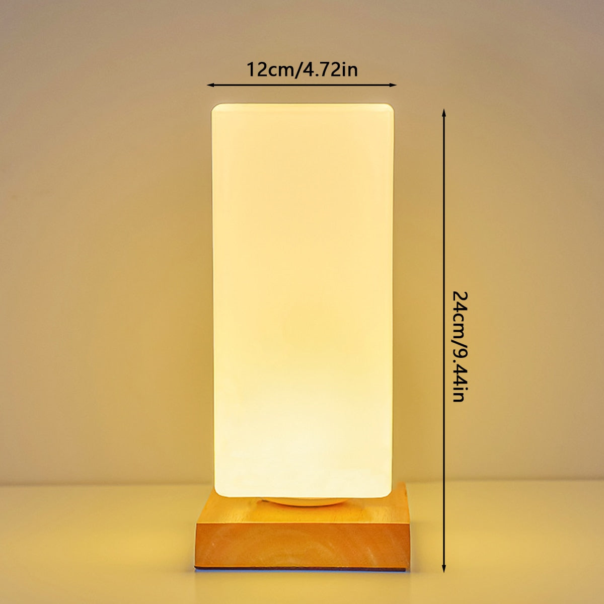 USB Powered Lighted Wood Vase Table Lamp - Square