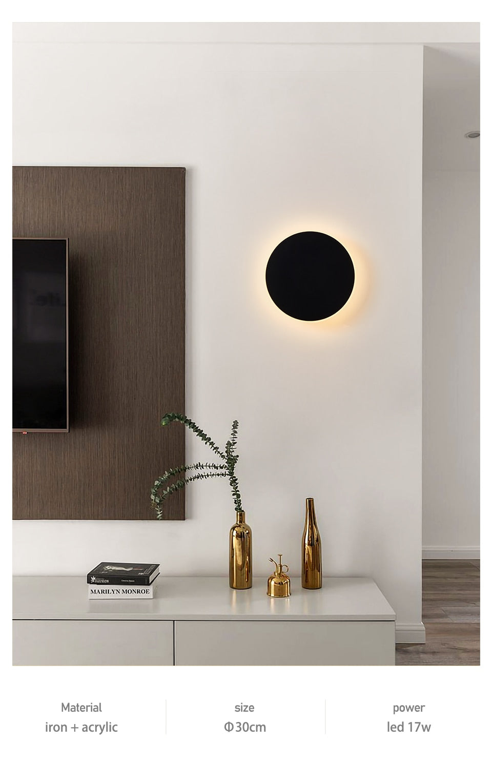 Moon Indoor LED Wall Light - Black