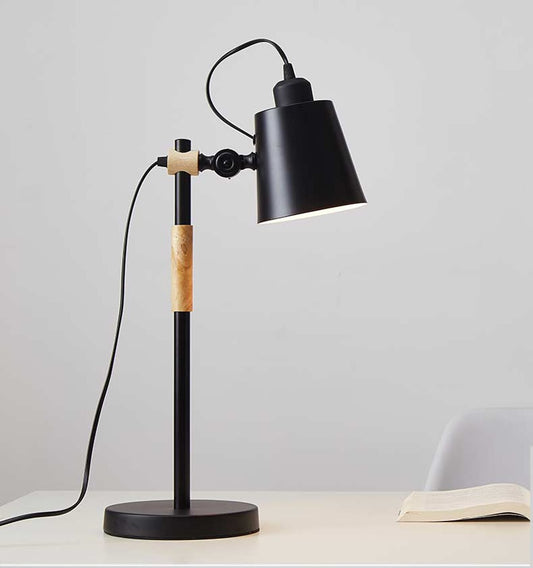 Nordic Adjustable Wood Study Table Lamp - Black