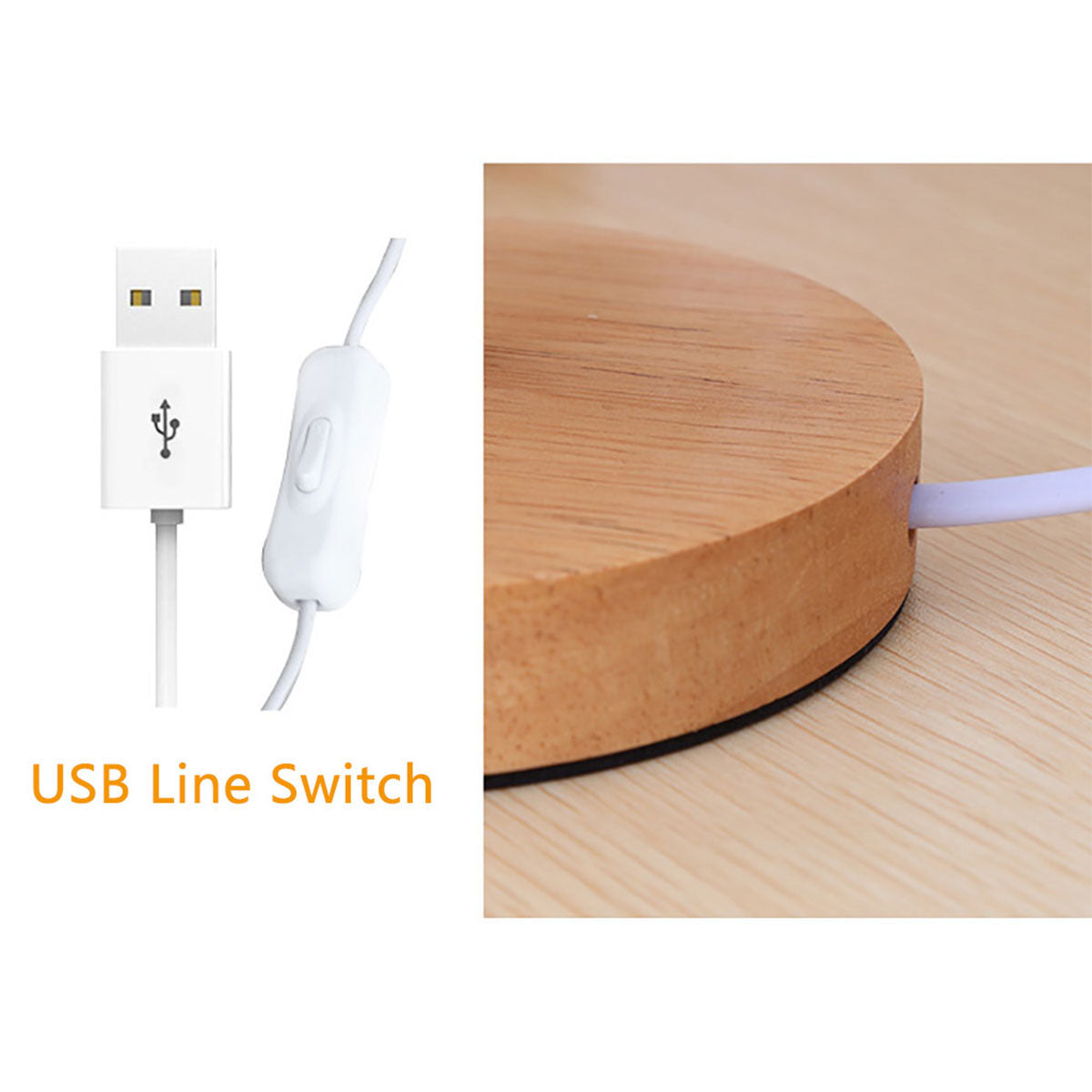 USB Bedside Wooden Cylinder Desk Lamp