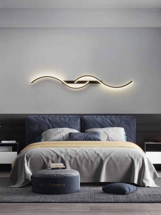 Long Wave Strip LED Interior Wall Light - Black