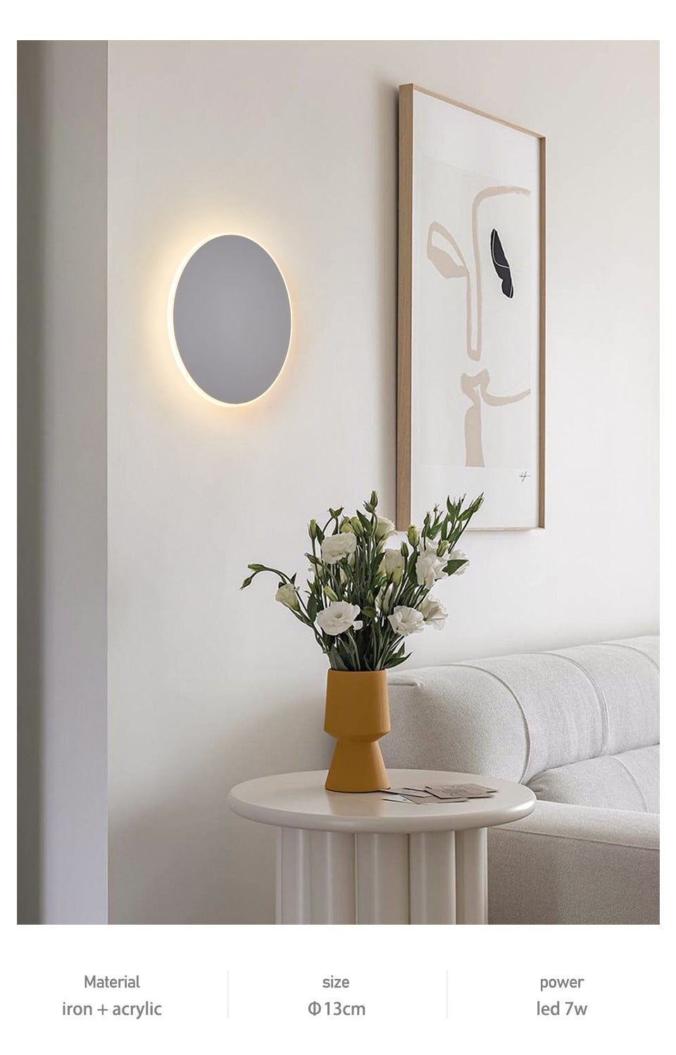 Moon Indoor LED Wall Light - White