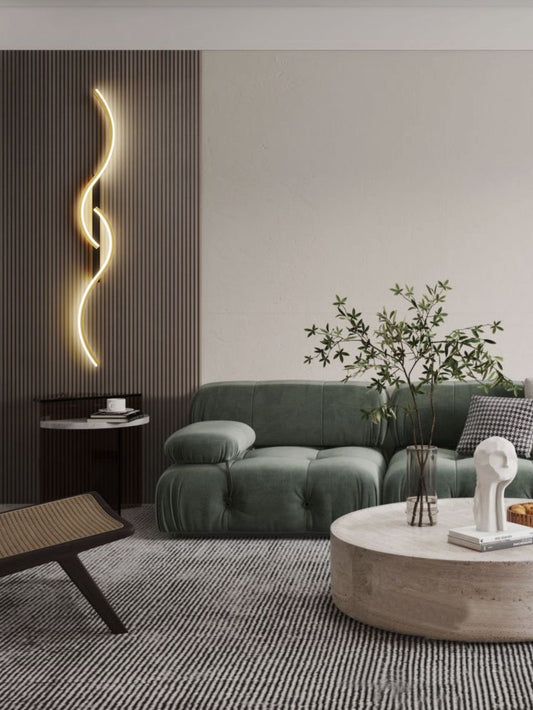 Long Wave Strip LED Interior Wall Light - Gold