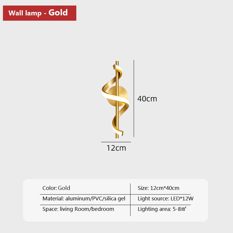 Swirl Indoor LED Wall Light - Gold