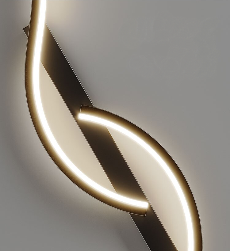 Long Wave Strip LED Interior Wall Light - Black