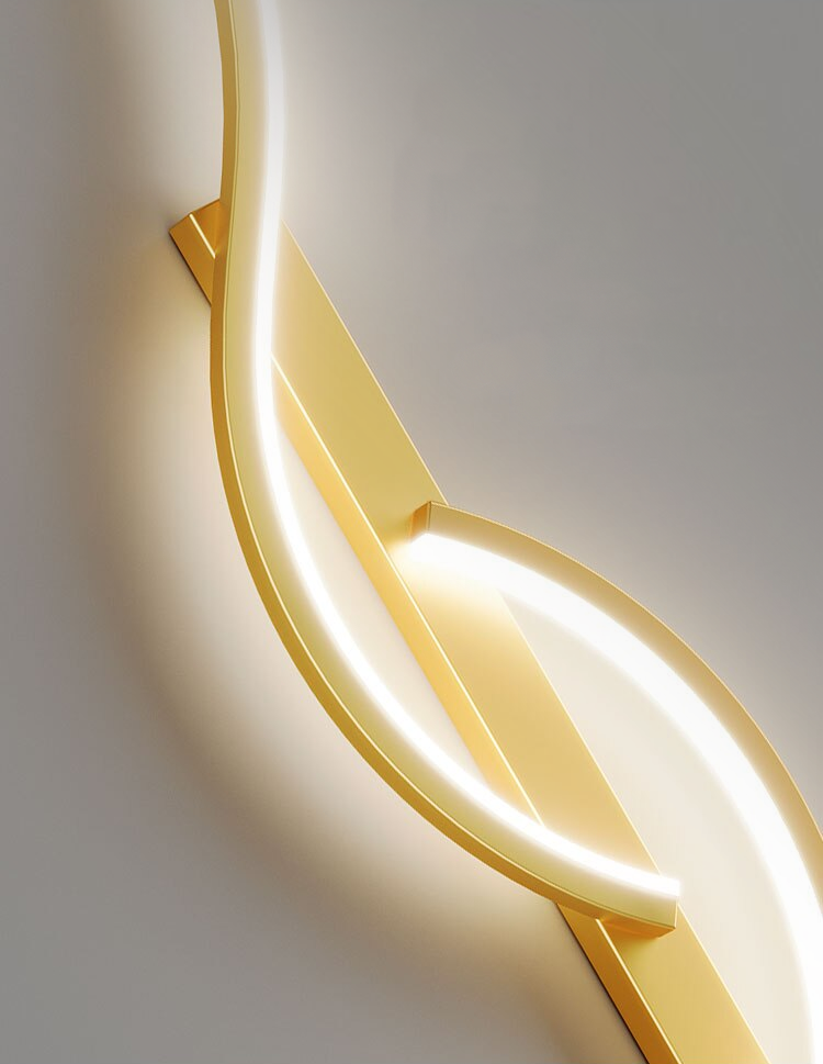 Long Wave Strip LED Interior Wall Light - Gold